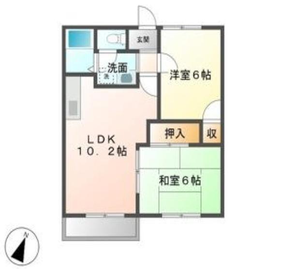 風とひなたのアマルフィ(2LDK/2階)の間取り写真