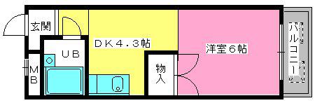 渡辺ハイツ(1DK/3階)の間取り写真