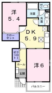 アニューメゾンフジイ(2K/1階)の間取り写真