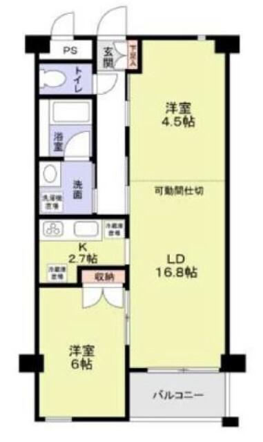 K-HOUSE(2LDK/6階)の間取り写真