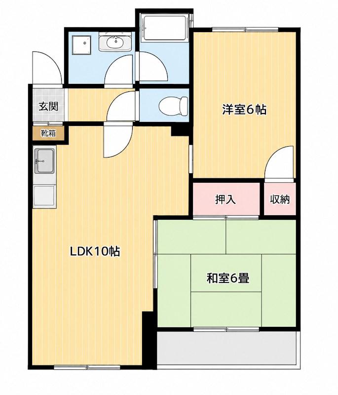 ワコー花月(2LDK/1階)の間取り写真