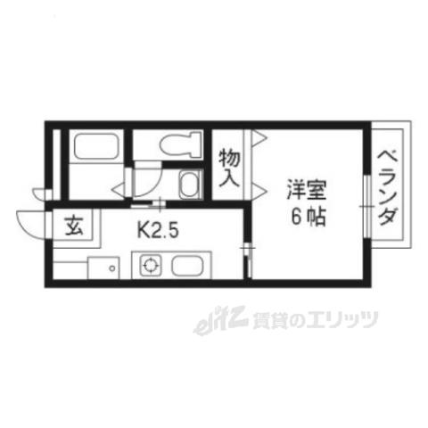 ヒルトップ瀬田(1K/2階)の間取り写真