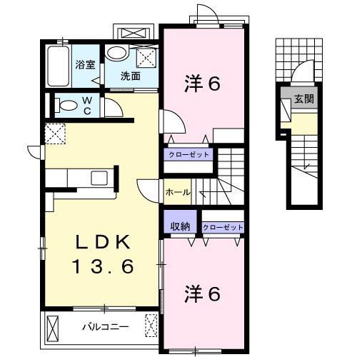 ウエストハイツ(2LDK/2階)の間取り写真