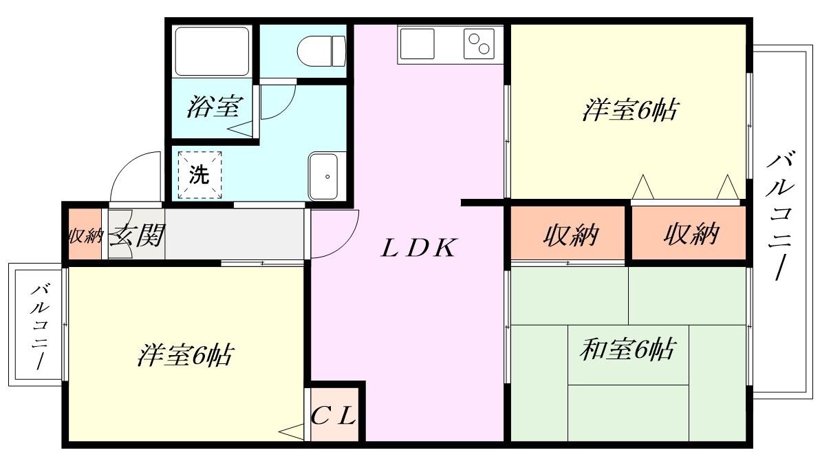 サニーハウス(3LDK/1階)の間取り写真