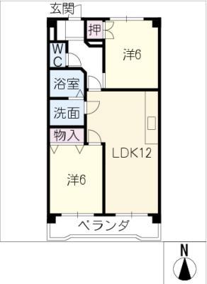 エステイト ツジ(2LDK/6階)の間取り写真
