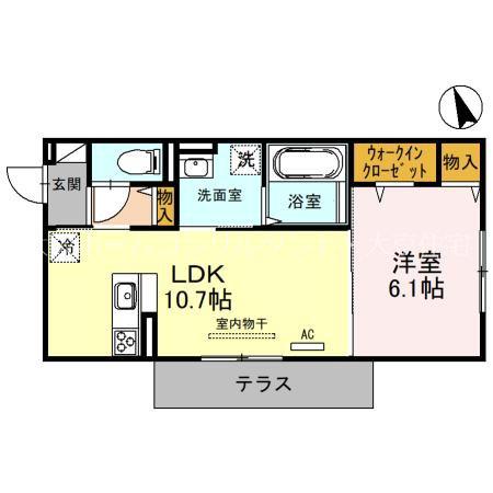ラフィーネ八尾東(1LDK/1階)の間取り写真