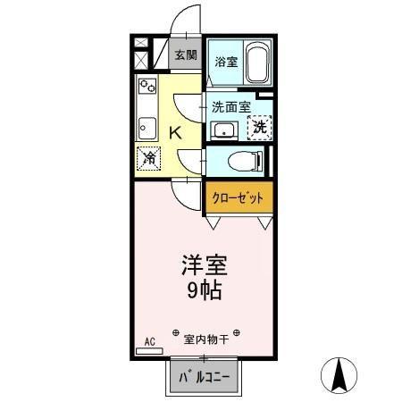 メゾン・ド・ボヌールA/B(1K/2階)の間取り写真