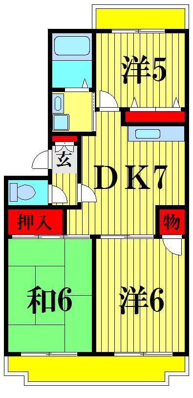 レグルス松戸A(3DK/1階)の間取り写真