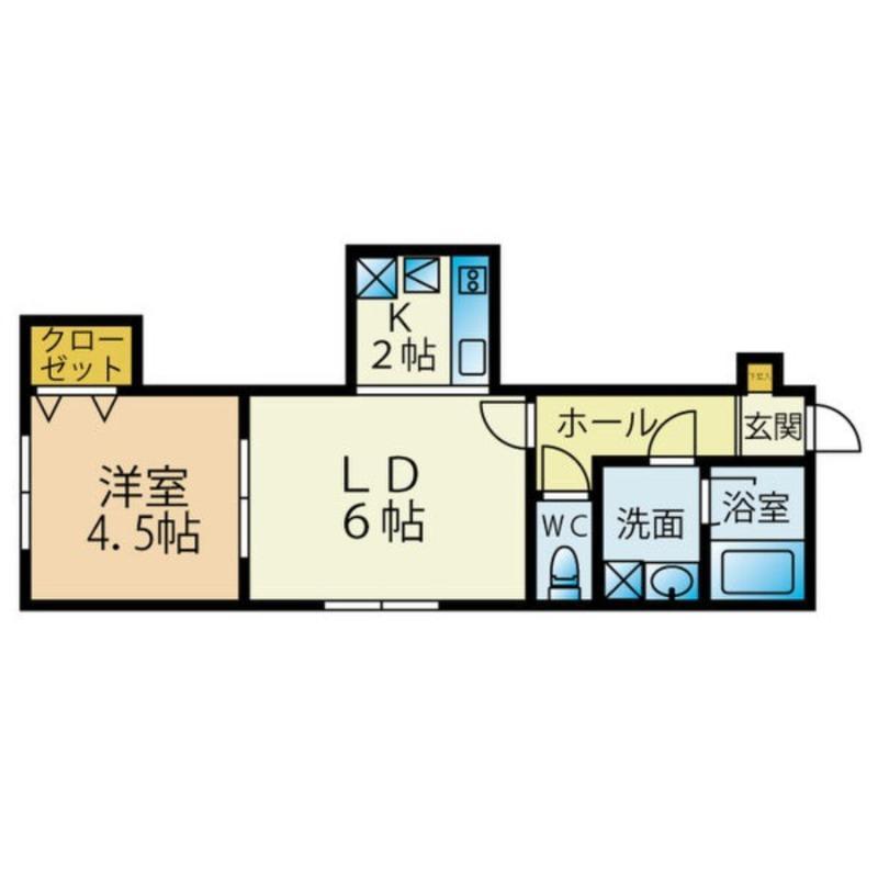 ツリートップ菊水(1LDK/3階)の間取り写真