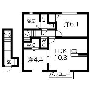 DI AMANT DEUX棟(2LDK/2階)の間取り写真