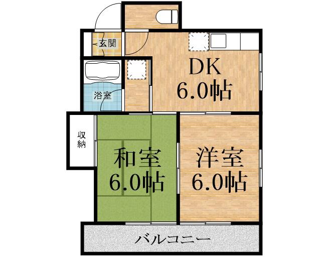 コーポりら(2DK/2階)の間取り写真