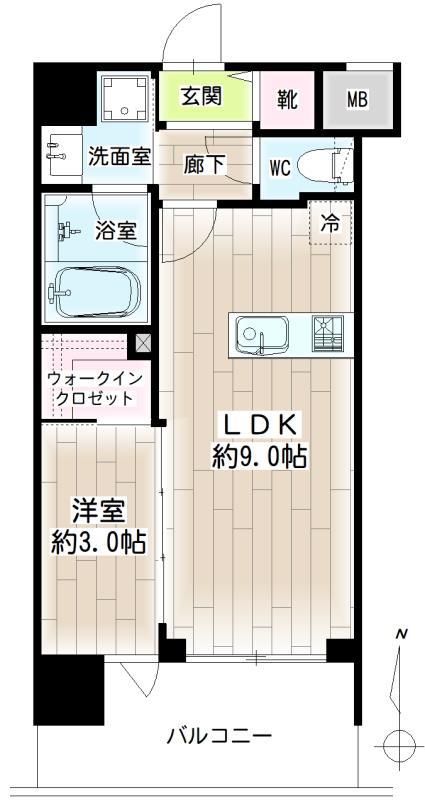 リシャール川崎THE ウエスト(1LDK/3階)の間取り写真