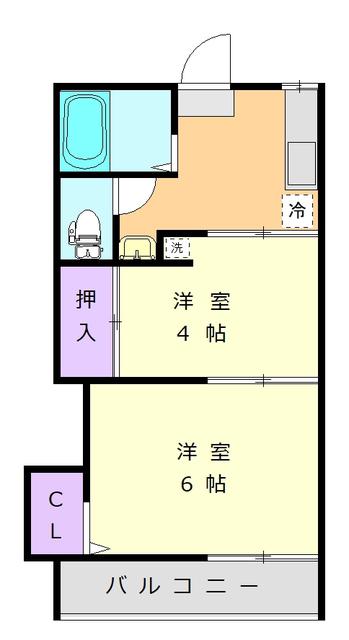 北越谷フラット(2K/2階)の間取り写真