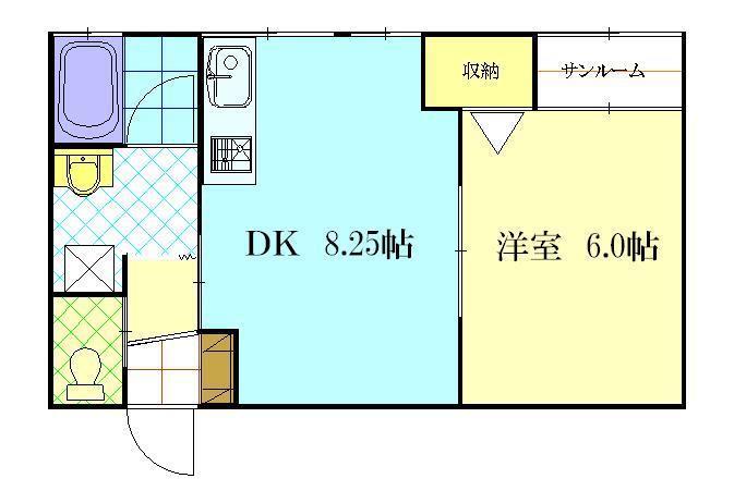 インパチェンスB(1DK/1階)の間取り写真