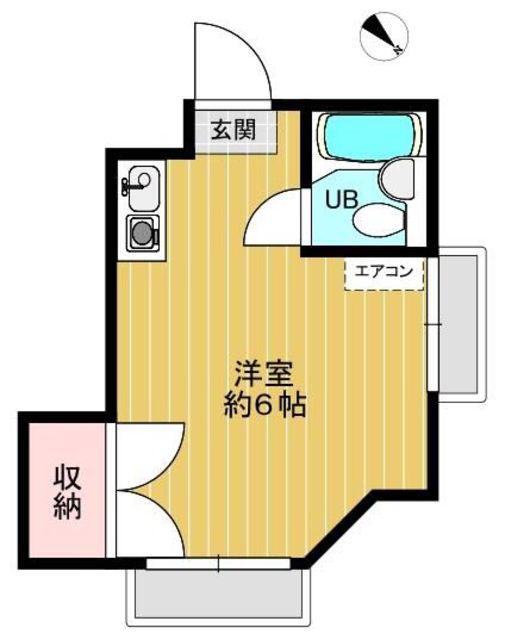 エンゼルハイム(ワンルーム/1階)の間取り写真