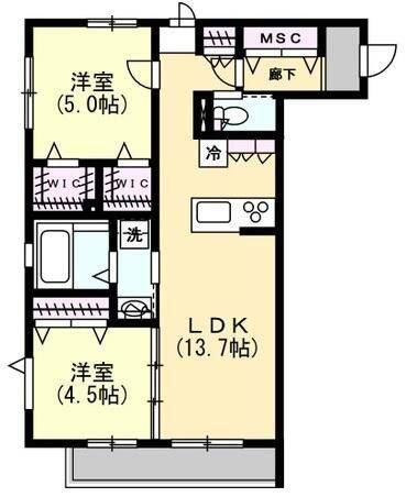 アネーロ東船橋(2LDK/3階)の間取り写真