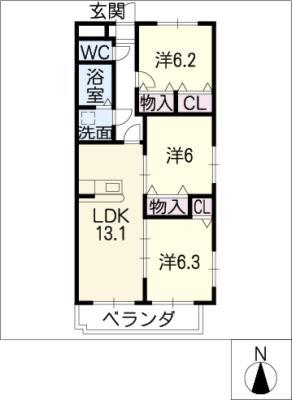 セドロレジデンス(3LDK/3階)の間取り写真