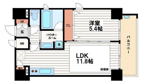 エステムプラザ・ミッドプレイス(1LDK/12階)の間取り写真