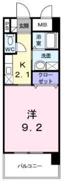 ベルマーレ(1K/4階)の間取り写真