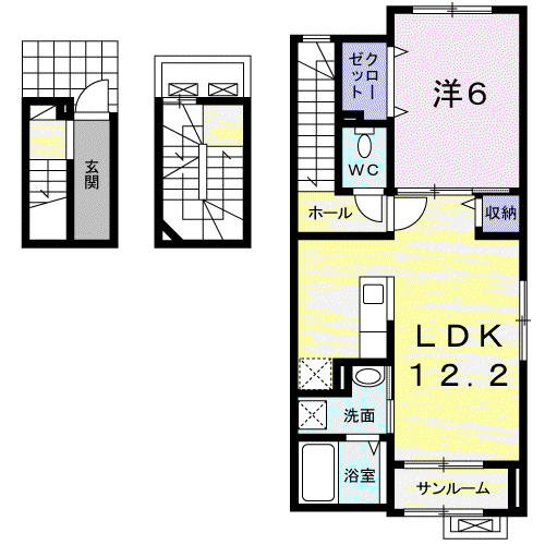 ビバーチェ(1LDK/3階)の間取り写真
