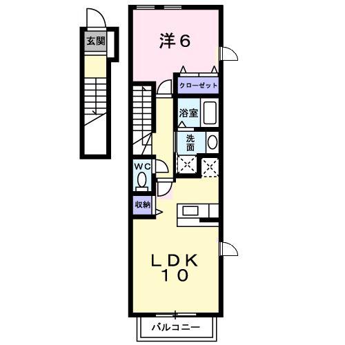 モデルノ・カーサB(1LDK/2階)の間取り写真