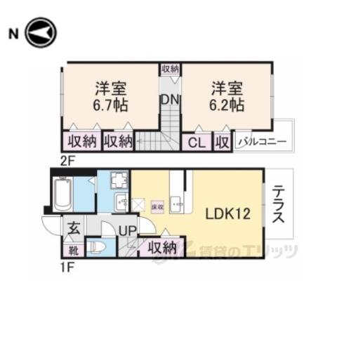 ベルアビタシオンⅠ(2LDK/1階)の間取り写真