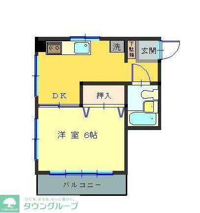 第2ニューツルミビル(1DK/4階)の間取り写真