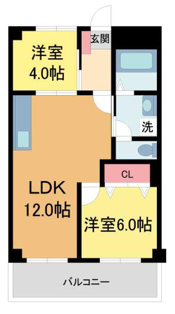 サンライフつちや(2LDK/2階)の間取り写真