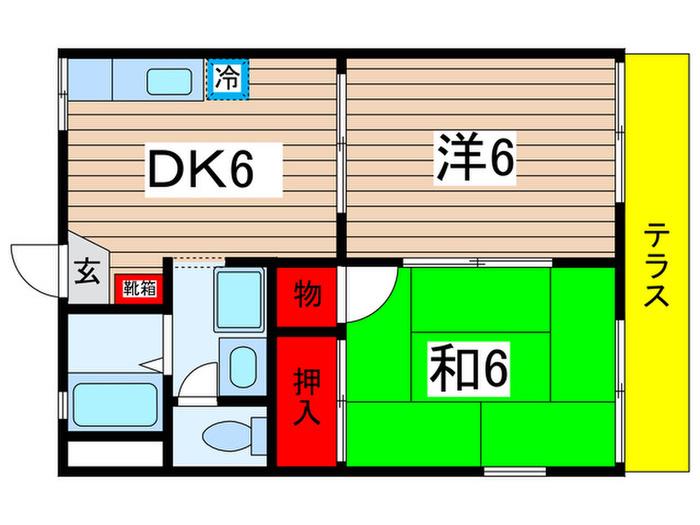 コープあさひ(2DK/1階)の間取り写真