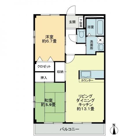 フォブールフローリッシュ(2LDK/1階)の間取り写真