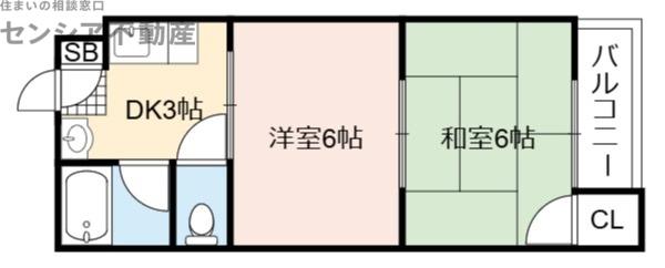 ハイツコスモ21(2DK/3階)の間取り写真