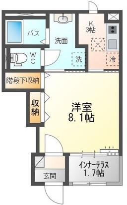 仲間町アパートA棟(1K/1階)の間取り写真