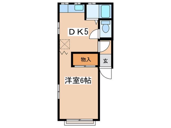 青雲荘F(1DK/1階)の間取り写真