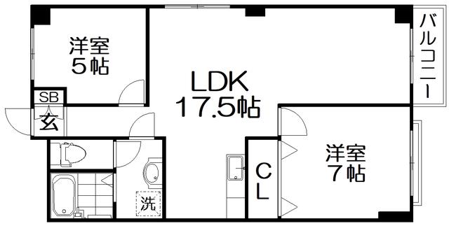 サンメゾンI(2LDK/1階)の間取り写真