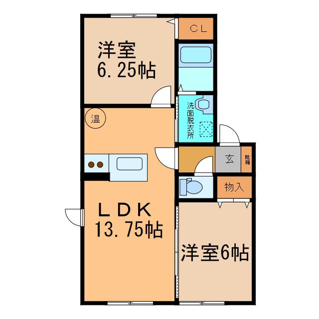 グランドールKI(2LDK/1階)の間取り写真