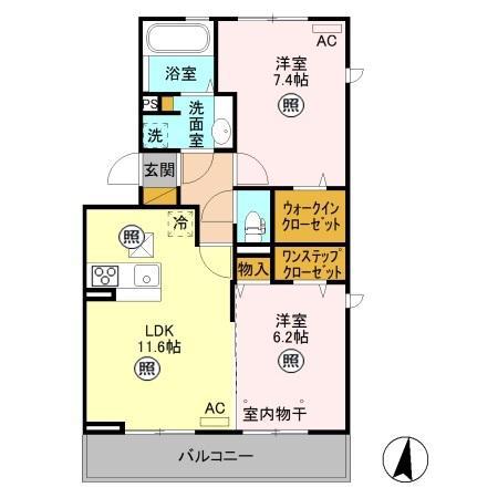 オ・ソレイユ II(2LDK/3階)の間取り写真