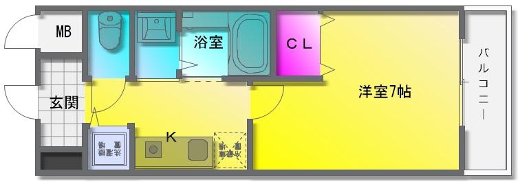ベルドミール末広五番館(1K/3階)の間取り写真
