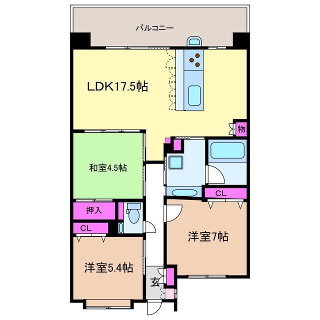 ルミナス南笹口モンテレール303(3LDK/3階)の間取り写真
