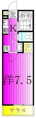 テロワール南柏(1K/1階)の間取り写真