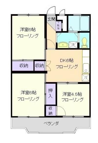 コーポ春花(3DK/1階)の間取り写真