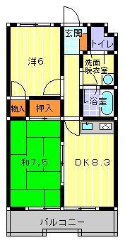 ベ・ハーゲンハイム城東(2LDK/4階)の間取り写真