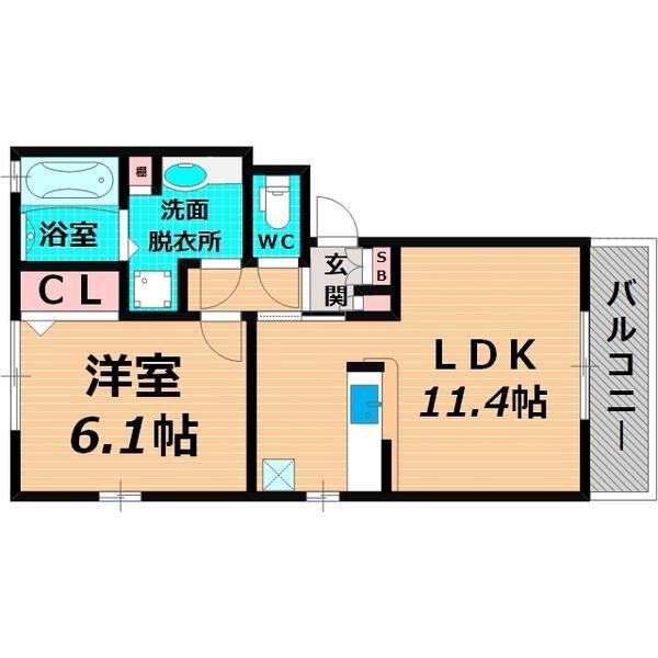 フルリール(1LDK/2階)の間取り写真
