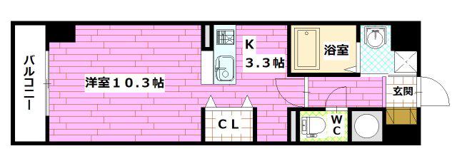 TEBURA INN船越(1K/2階)の間取り写真