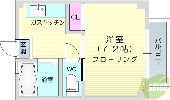 ラレーブ多賀城2(1K/2階)の間取り写真