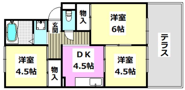 メゾンエスポワール(3DK/1階)の間取り写真