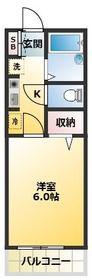 ポートハウスII(1K/2階)の間取り写真