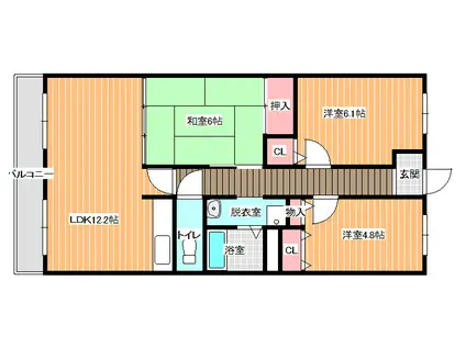 アネーロ国分(3LDK/2階)の間取り写真