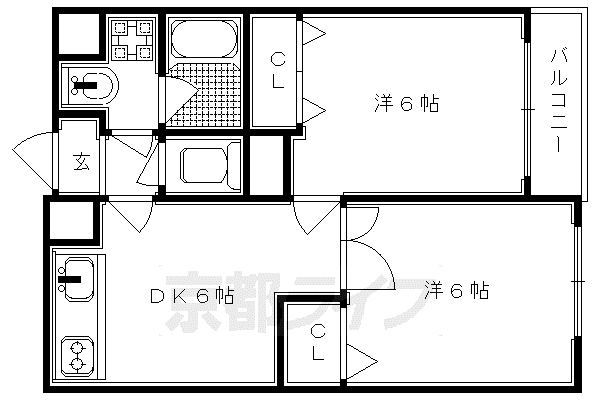 パルティールステージI(2DK/4階)の間取り写真