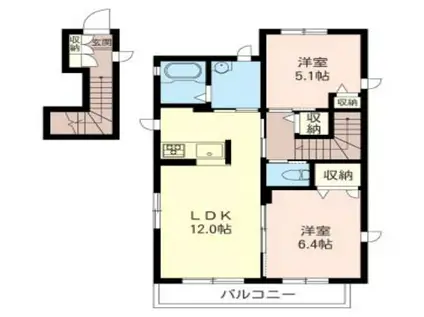 メゾンブランシュ(2LDK/2階)の間取り写真