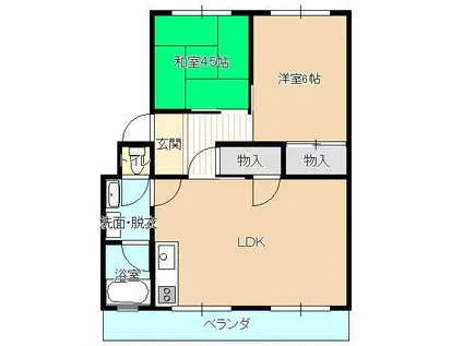 ツインヒルズA(2LDK/4階)の間取り写真